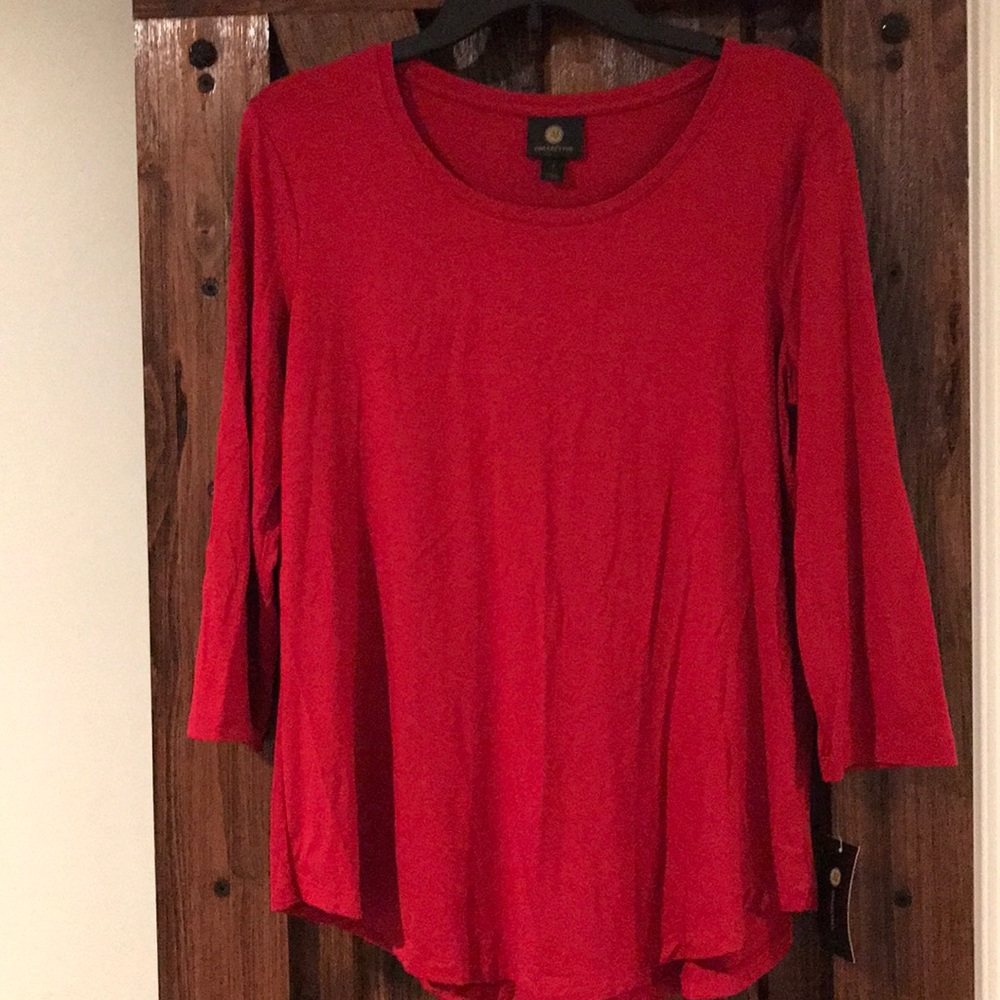 JM collection ladies half sleeve red top